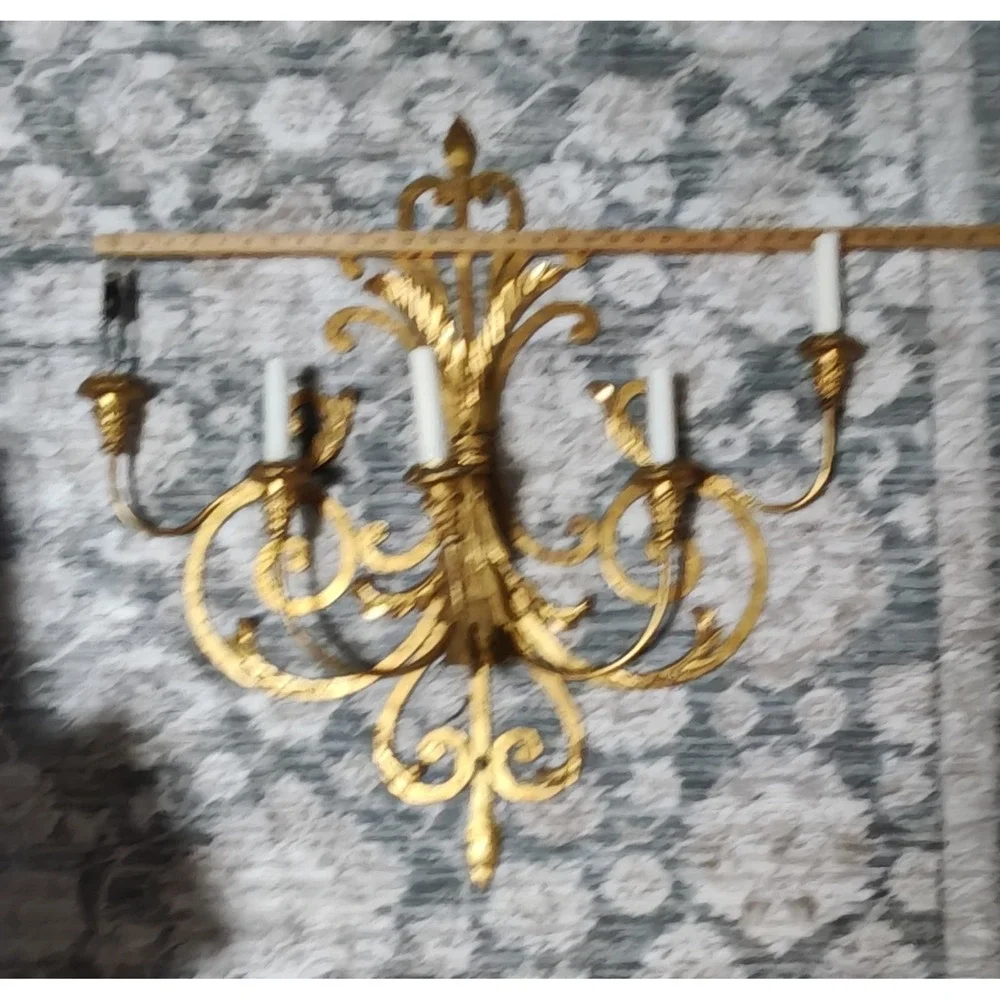 Vintage mid Century‎ Italian Gold Gilt Large Wall Sconces